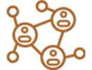 This image shows a network of connected nodes, represented by circles with smiley faces, suggesting social or collaborative connections.
